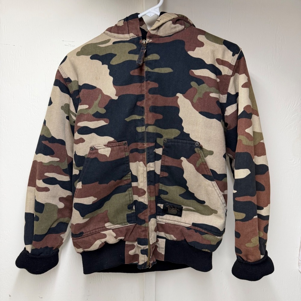 Walls Blizzard Pruf Kids XL 16/18 Camo Hooded Work Jacket Canvas Coat W35080WH